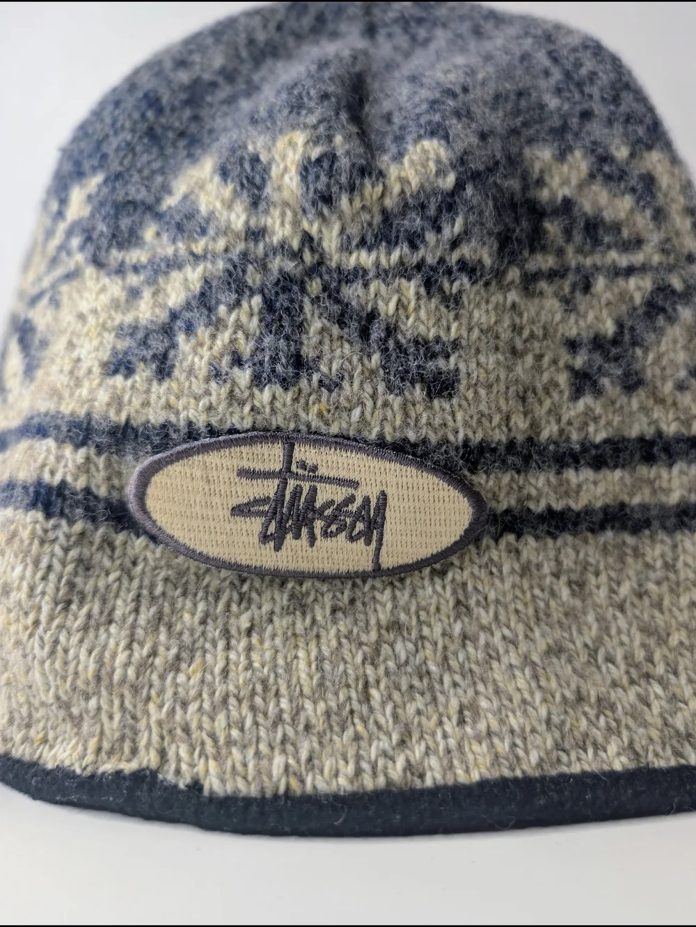 Stussy Vintage 90's Fair Isle Snowflake Knit Beanie Hat